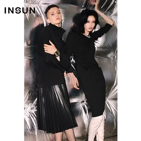 【百亿补贴官方直播】恩裳COVER时尚气质不对称抽褶连衣裙女图片