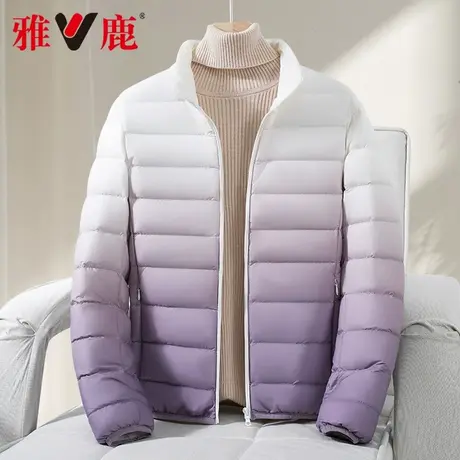 雅鹿正品冬季韩版轻便保暖短款新款时尚渐变女立领羽绒服女款外套商品大图