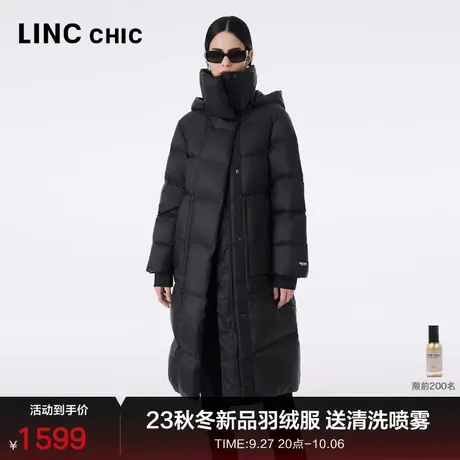 LINCCHIC金羽杰羽绒服女长款2023秋冬新品设计感连帽面包服8243图片