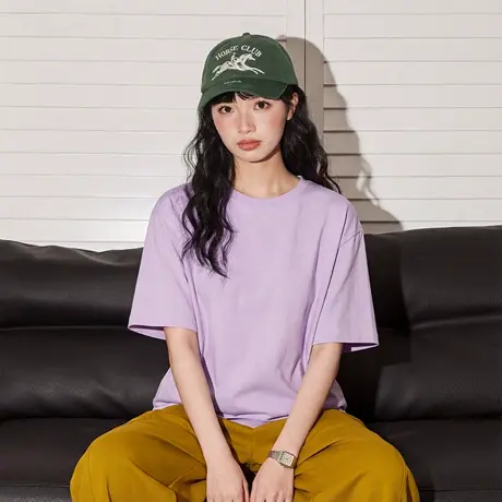 唐狮官方大码宽松短袖t恤女2026新款春夏款纯棉打底衫半袖上衣VC图片