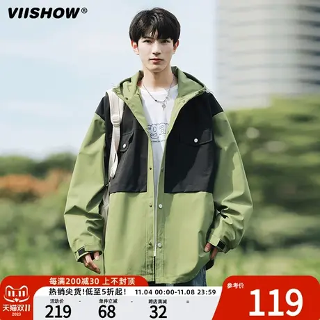 VIISHOW山系户外工装连帽撞色夹克衫ins运动休闲春秋季帅气外套商品大图
