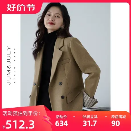 嘉茱莉毛呢西装外套女冬季新款小个子宽松西服大衣今年流行上衣商品大图