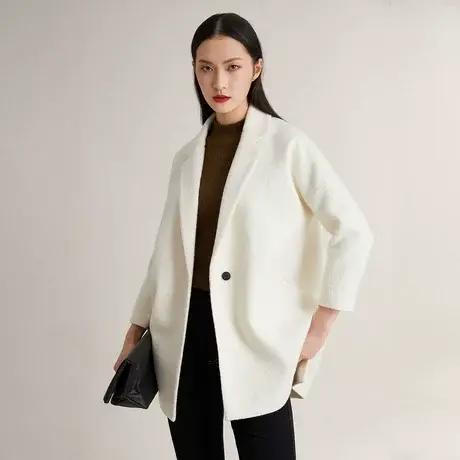 蒲PUKKA 女装毛呢外套宽松原创设计感时尚秋冬羊毛大衣商场同款商品大图