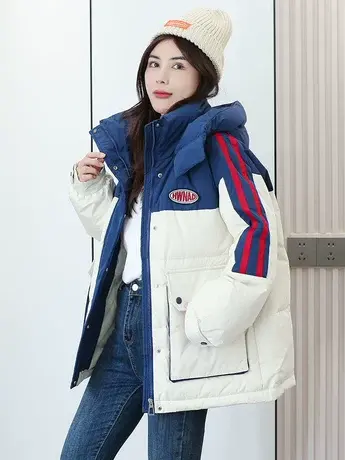 羽绒服2023秋冬新款立领宽松休闲时尚中长款冲锋衣羽绒外套ins潮图片