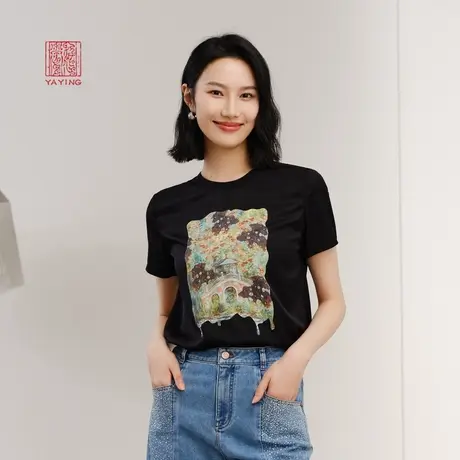 [真丝系列]EP雅莹高端系列 国风简约印花T恤 2023新款5304A图片