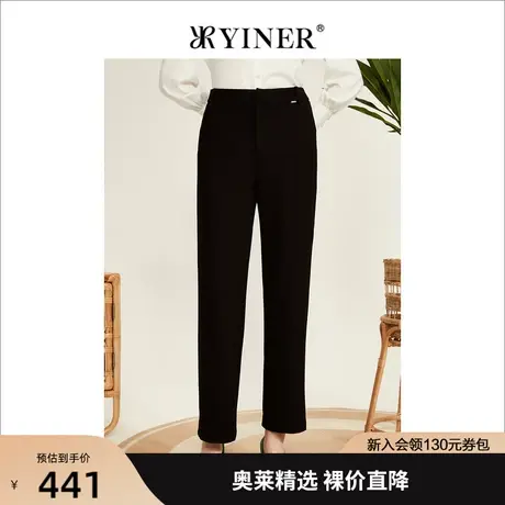 YINER音儿女装2022冬季新款高腰直筒休闲裤高级感商品大图