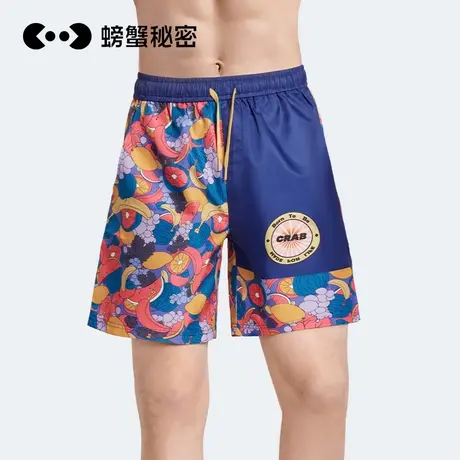 螃蟹秘密沙滩裤男夏季海边宽松休闲家居裤时尚印花速干男士五分裤商品大图