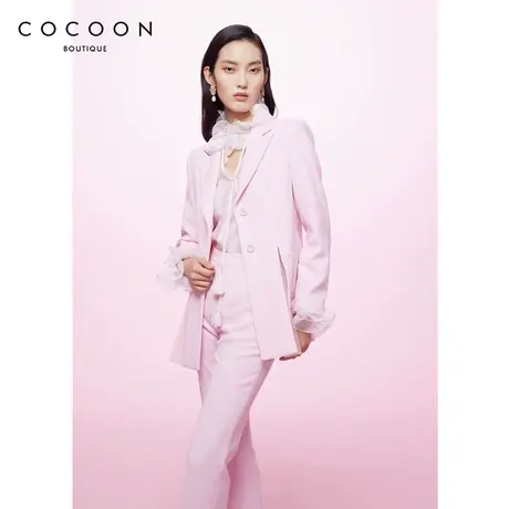 可可尼cocoon 商场同款 2025夏季新款撞色粉色短款小香风短外套女商品大图
