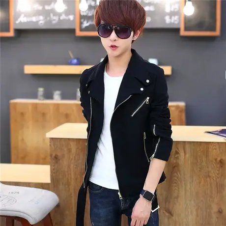 青年韩版短款风衣男士春秋季个性帅气上衣服潮流褂子修身春装外套商品大图