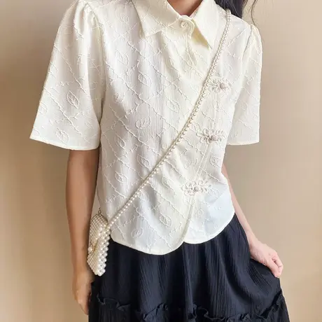 尔给短款法式衬衫女夏设计感小众高级上衣2022新款衬衣图片