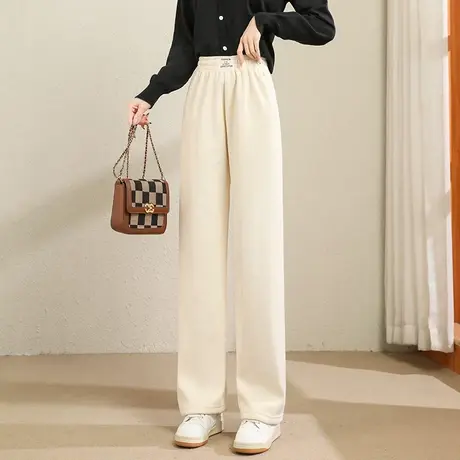 时尚雪尼尔阔腿裤2023年秋季新款淑女温柔高腰显瘦简约裤子商品大图