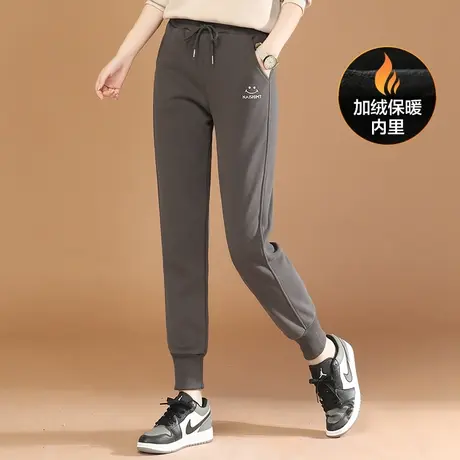 韩潮袭人刺绣休闲运动卫裤女2023冬季新款百搭显瘦加绒保暖休闲裤图片