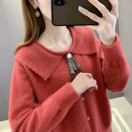 水貂绒毛衣女冬季外穿2023新款爆款宽松时尚洋气上衣内搭打底衫女商品大图