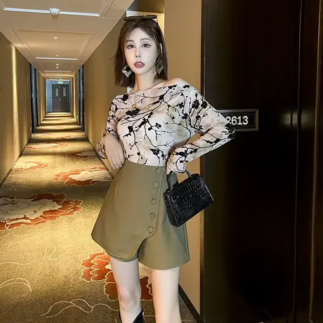 时尚百搭小个子通勤休闲阔腿裤2023年新款气质显瘦收腰打底短裤子商品大图