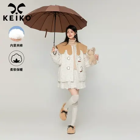 KEIKO 嵌丝粗花呢毛呢套装2024春季甜美风娃娃领外套+短裙两件套图片