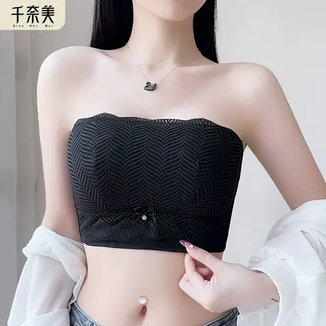 无肩带内衣女大胸显小防下垂大码吊带裙专用胖mm隐形露肩抹胸裹胸商品大图