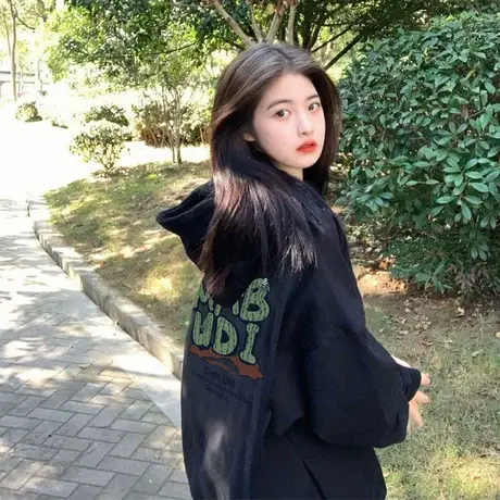 vintage大码薄款复古连帽卫衣女美式情侣装ins潮炸街早秋外套上衣商品大图