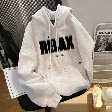 2023新款爆款卫衣女装韩系学院风加绒上衣ins潮秋冬连帽情侣外套商品大图