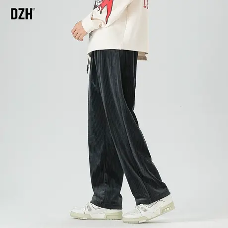 男士金丝绒阔腿裤直筒裤垂感裤子潮牌男休闲裤2024新款长裤春秋款商品大图