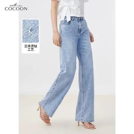 missCOCOON高腰牛仔裤女2023新款夏季宽松时尚垂感长款直筒阔腿裤商品大图