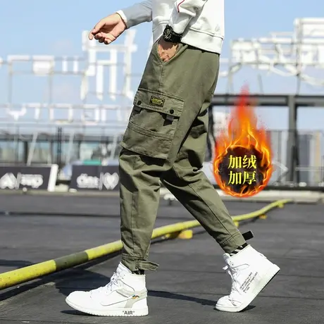 工装裤男加绒加厚冬款宽松阔腿直筒裤休闲裤男士春秋冬百搭长裤子商品大图