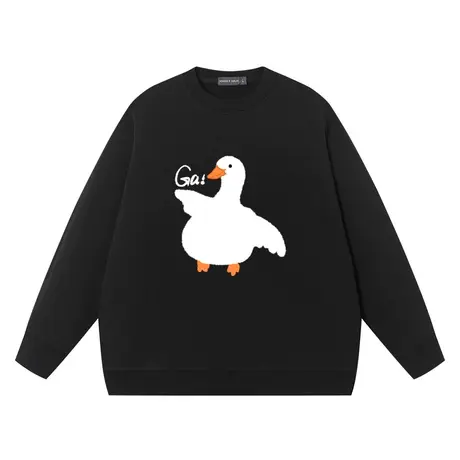 大白鹅趣味搞怪问号鸭子可爱情侣装男女秋冬宽松圆领卫衣上衣外套图片