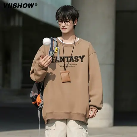 VIISHOW卫衣男春秋冬潮牌宽松上衣圆领t恤美式冬季内搭休闲打底衫商品大图