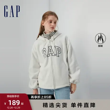 【断码优惠】Gap女装秋冬LOGO珊瑚绒运动卫衣加绒连帽衫807025商品大图