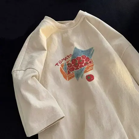 ins超火港风盐系纯棉短袖t恤女夏季新款原宿风bf宽松半袖百搭上衣商品大图