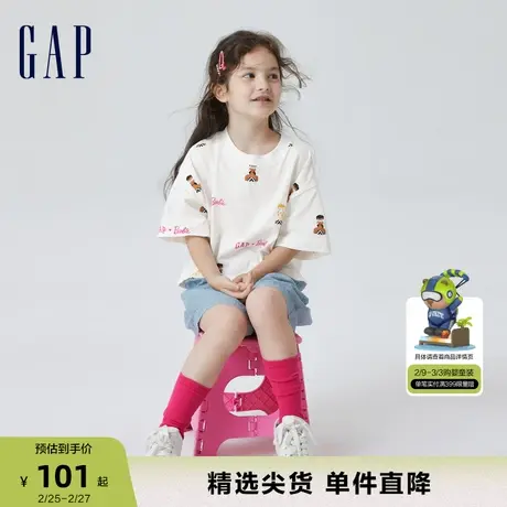【芭比联名】Gap女童春夏短袖T恤儿童装洋气休闲舒适上衣810112商品大图