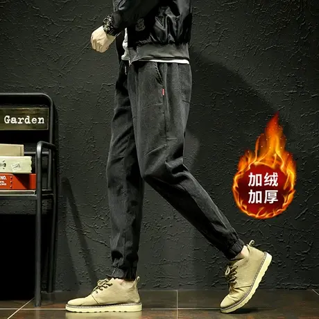 日系复古百搭灯芯绒阔腿春秋直筒休闲男裤子美式青年宽松条绒长裤商品大图