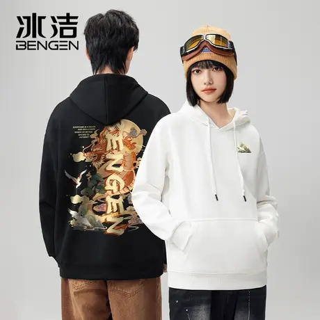 冰洁龙年国潮连帽卫衣女春季男士春季衣服2024新款情侣潮流套头商品大图
