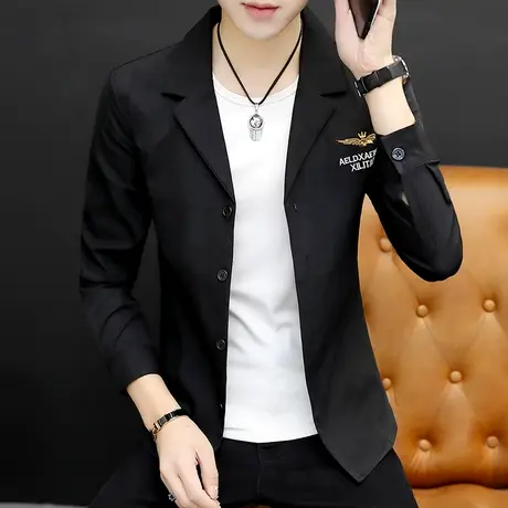 个性长袖衬衫男发型师韩版潮牌寸衫休闲衬衣学生帅气修身翻领夹克商品大图