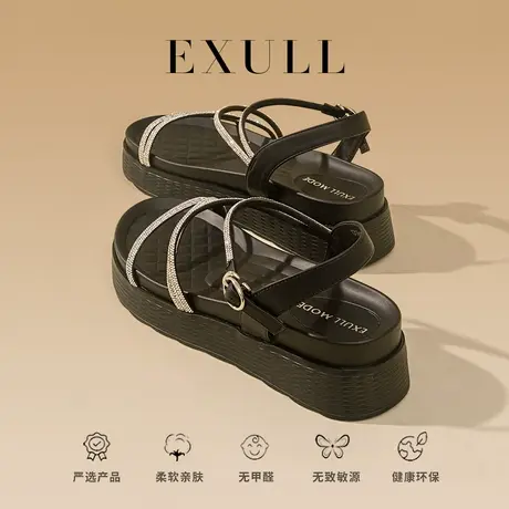 依思q运动凉鞋夏季女款2024新款百搭厚底松糕沙滩鞋外穿罗马鞋女商品大图