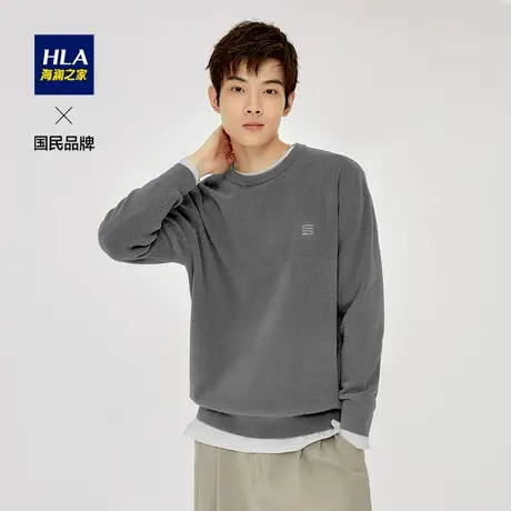HLA/海澜之家水柔绒针织衫21冬新刺绣小标多色毛衣男商品大图