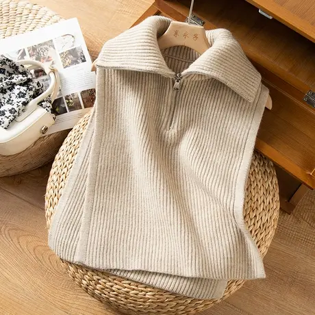 针织披肩坎肩软糯套头针织上衣文艺复古宽松显瘦背心2023春季新款商品大图