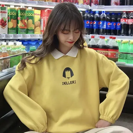 卫衣女2022新款潮秋冬季韩版ins宽松假两件加绒加厚mschf上衣外套商品大图