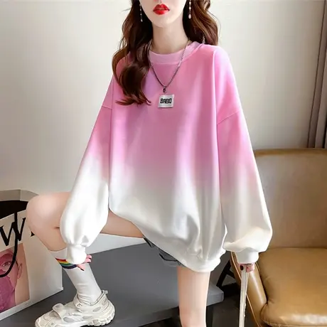 设计感小众卫衣女春秋韩版宽松薄款早秋扎染渐变色小个子上衣外套图片