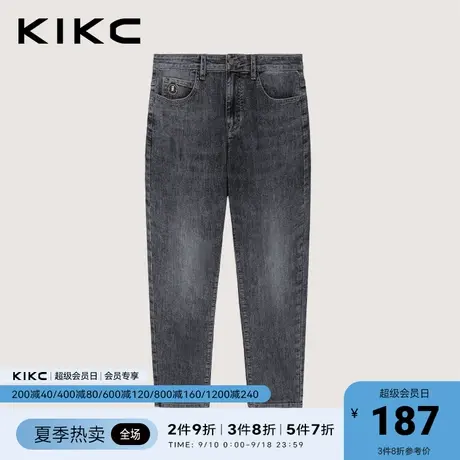 kikc九分牛仔裤男2023春夏新款商场同款字母刺绣休闲弹力工装裤子图片