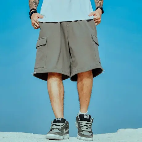 潮牌口袋工装裤男夏季薄款大码短裤男潮休闲五分裤潮流直筒宽松裤商品大图