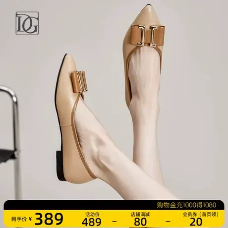 【头层牛皮】法式尖头浅口单鞋女平底2023新款春夏软皮妈妈皮鞋商品大图