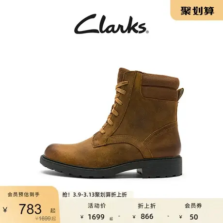 Clarks其乐女鞋马丁靴秋冬复古登山靴高帮保暖牛皮女靴图片