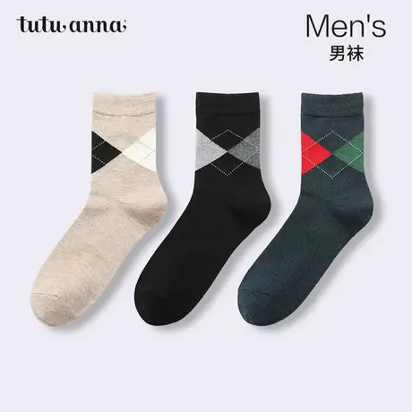 tutuanna男袜 春秋男士纯色保暖外穿街头风潮流羊毛绒短袜男18cm商品大图