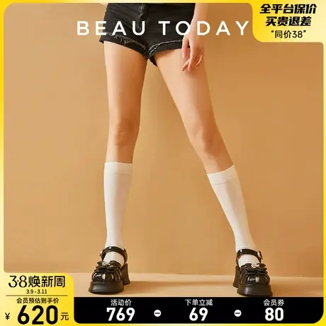 BeauToday罗马凉鞋女新款复古法式粗跟BT包头凉鞋女高跟时装凉鞋图片