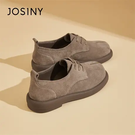 Josiny/卓诗尼平底勃肯鞋女2024春夏季新款软底复古女鞋真皮单鞋商品大图