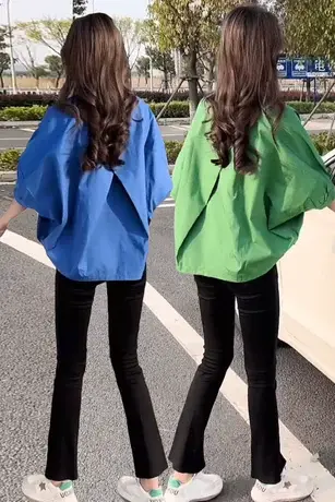 欧货下摆抽绳短袖衬衫女宽松设计感小众2023夏季新款韩版休闲上衣商品大图