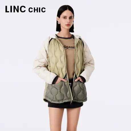 LINCCHIC金羽杰羽绒服女2023年秋新款轻薄连帽羽绒罩衫Y23802179商品大图