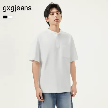 gxg.jeans男装 多色亨利领基础休闲短袖T恤男士宽松 25年夏新品图片