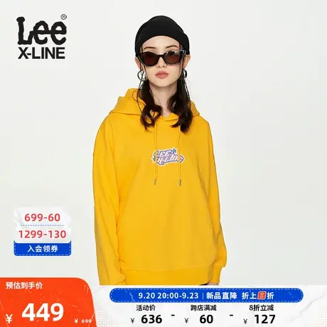 LeeXLINE23秋冬新品黄色Oversize女抓绒连帽卫衣潮LWT00732310图片