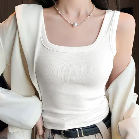 KWV真维斯白色奶呼呼西装打底夏季内搭吊带上衣背心女2025新款图片